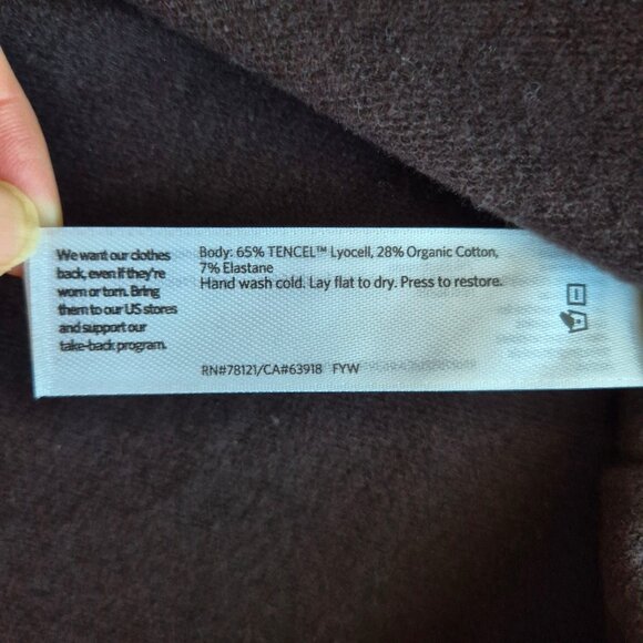 EUC EILEEN FISHER Terry Fleece Lined Raglan Sleeve Boxy Tunic Top Tencel Brown - Picture 9 of 12